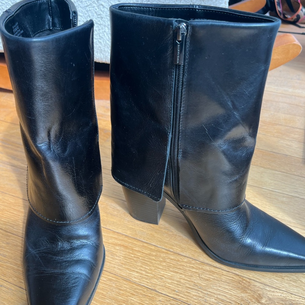 Vince Camuto Black Heeled Boots with Side Zipper